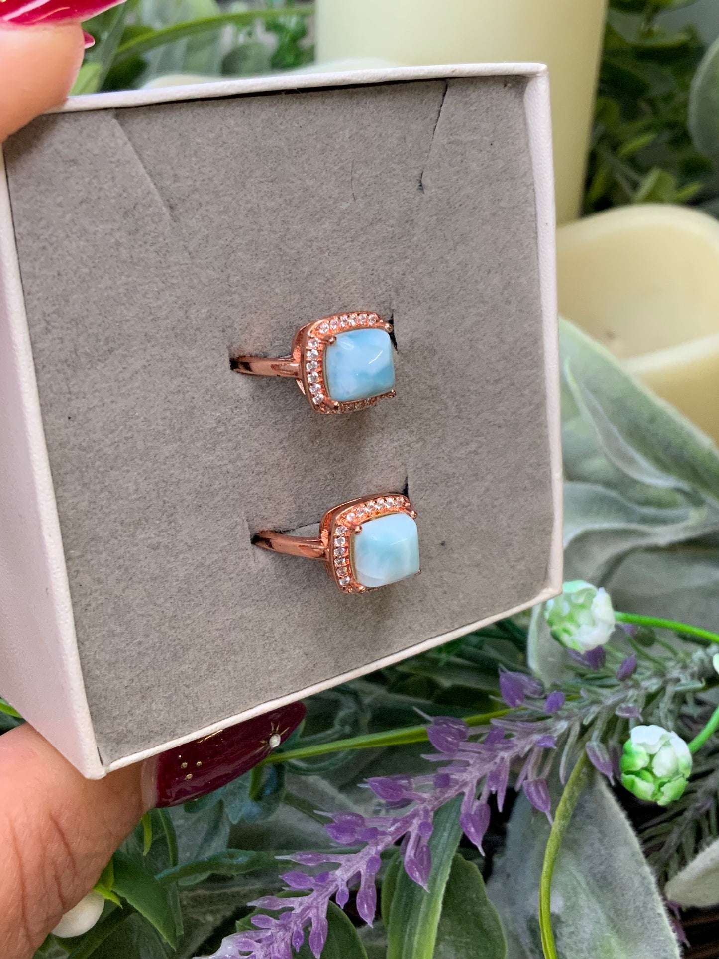 Larimar rose gold ring