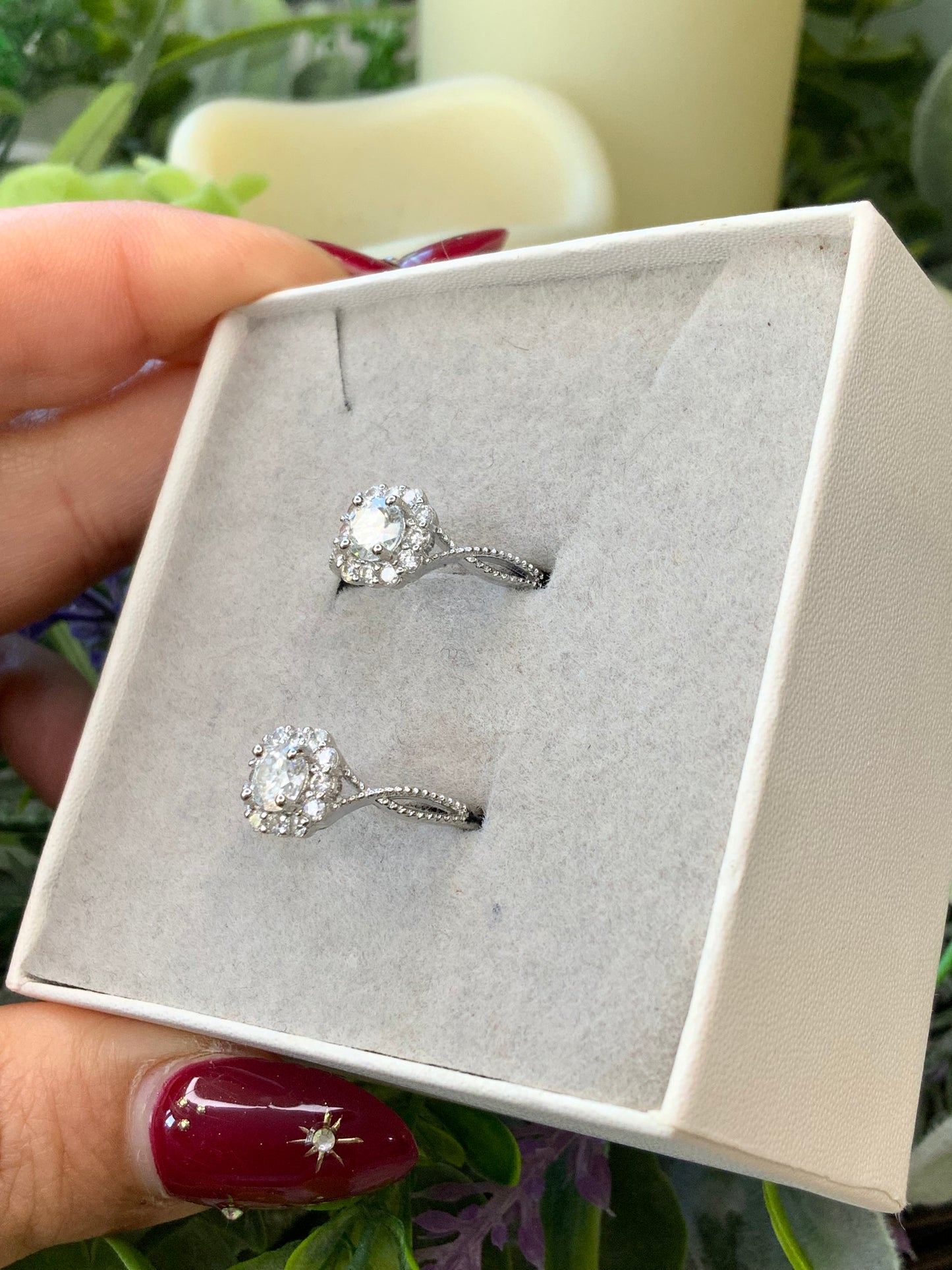 White moissanite ring