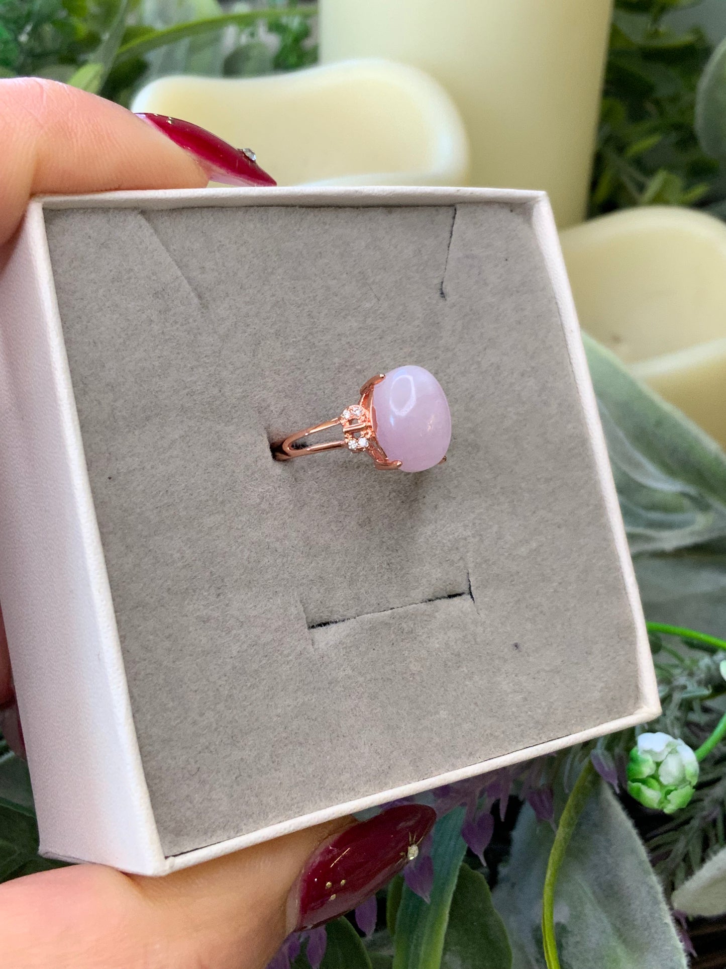 Kunzite rose gold ring