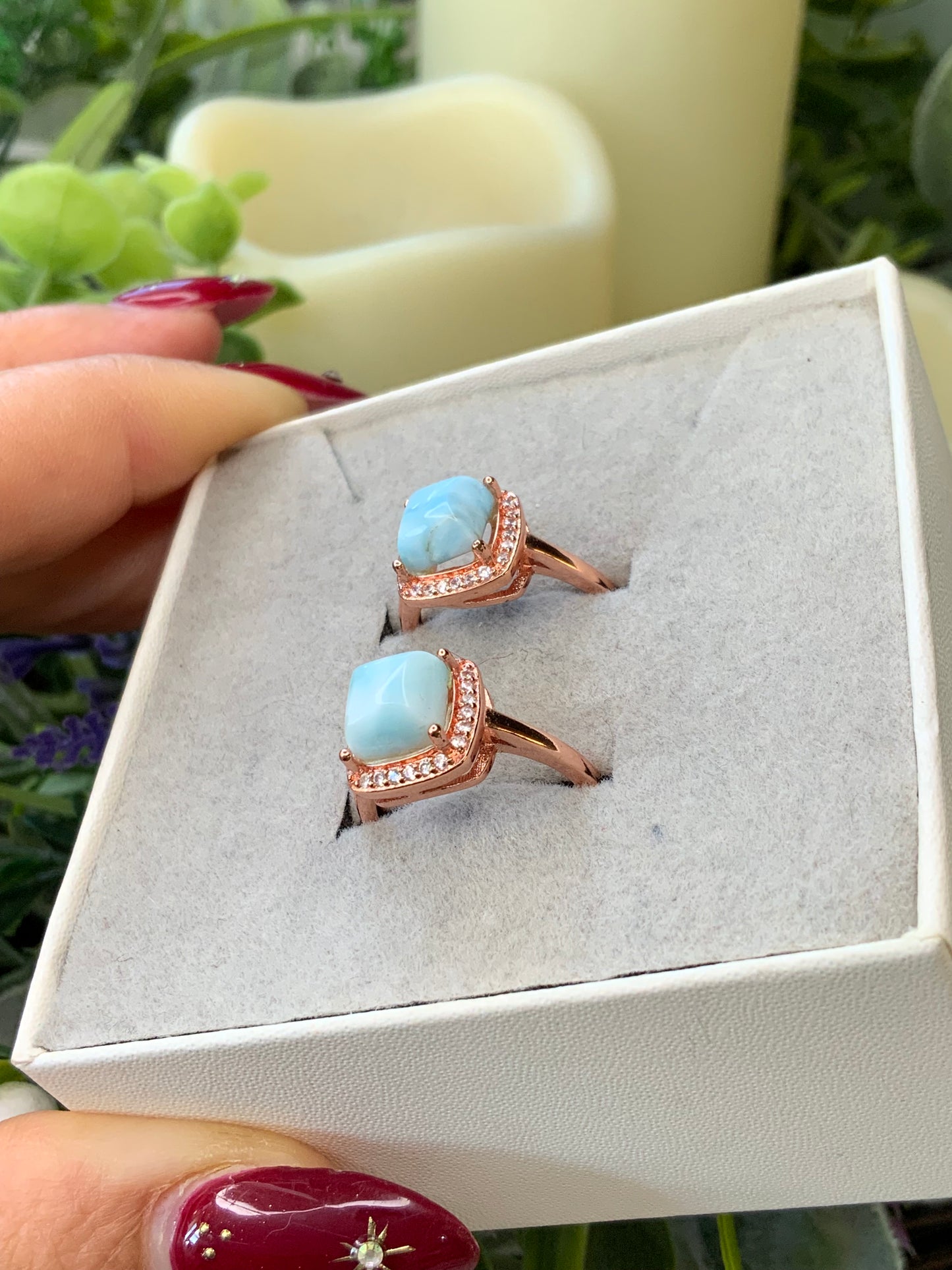 Larimar rose gold ring