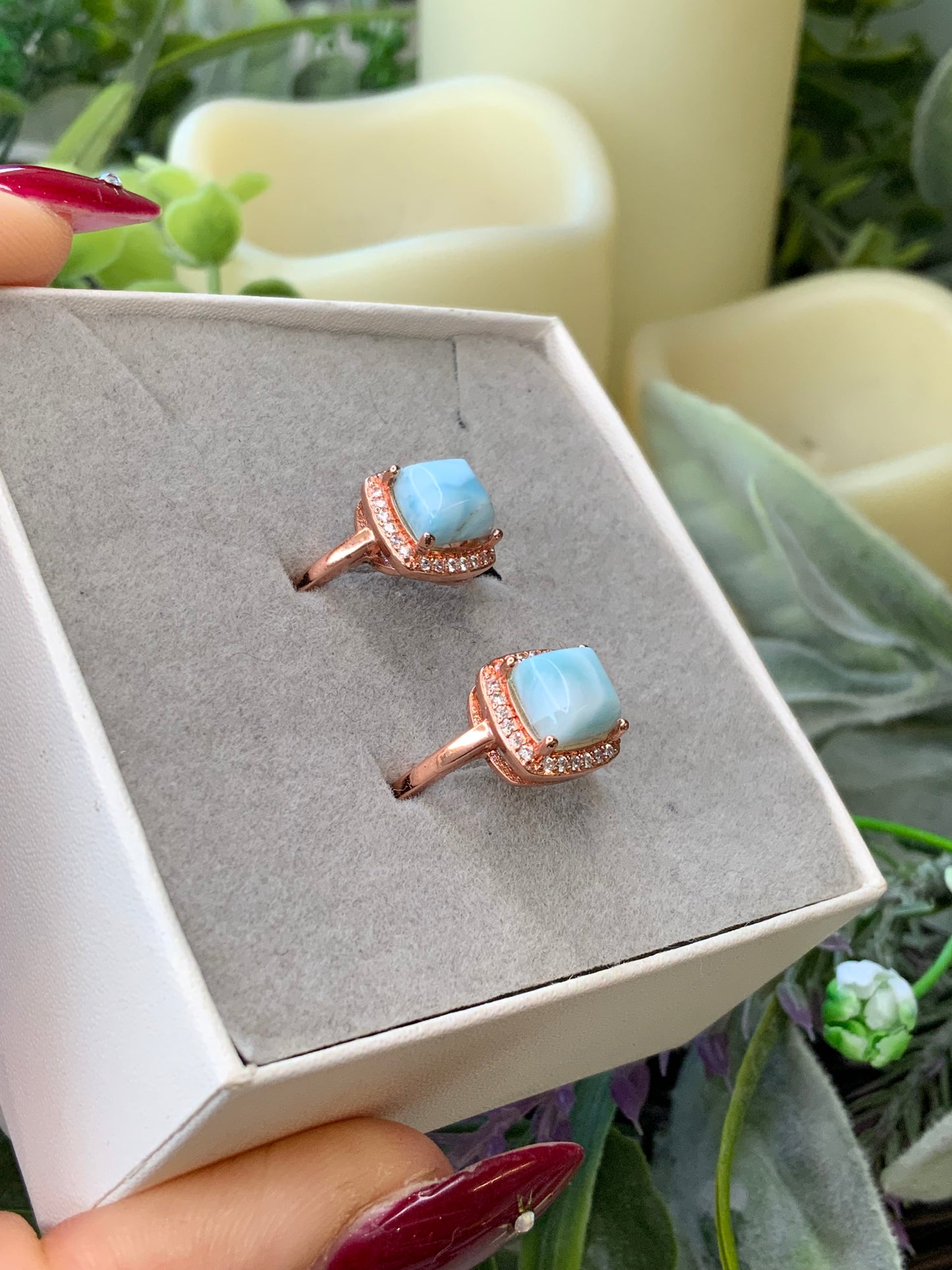 Larimar rose gold ring