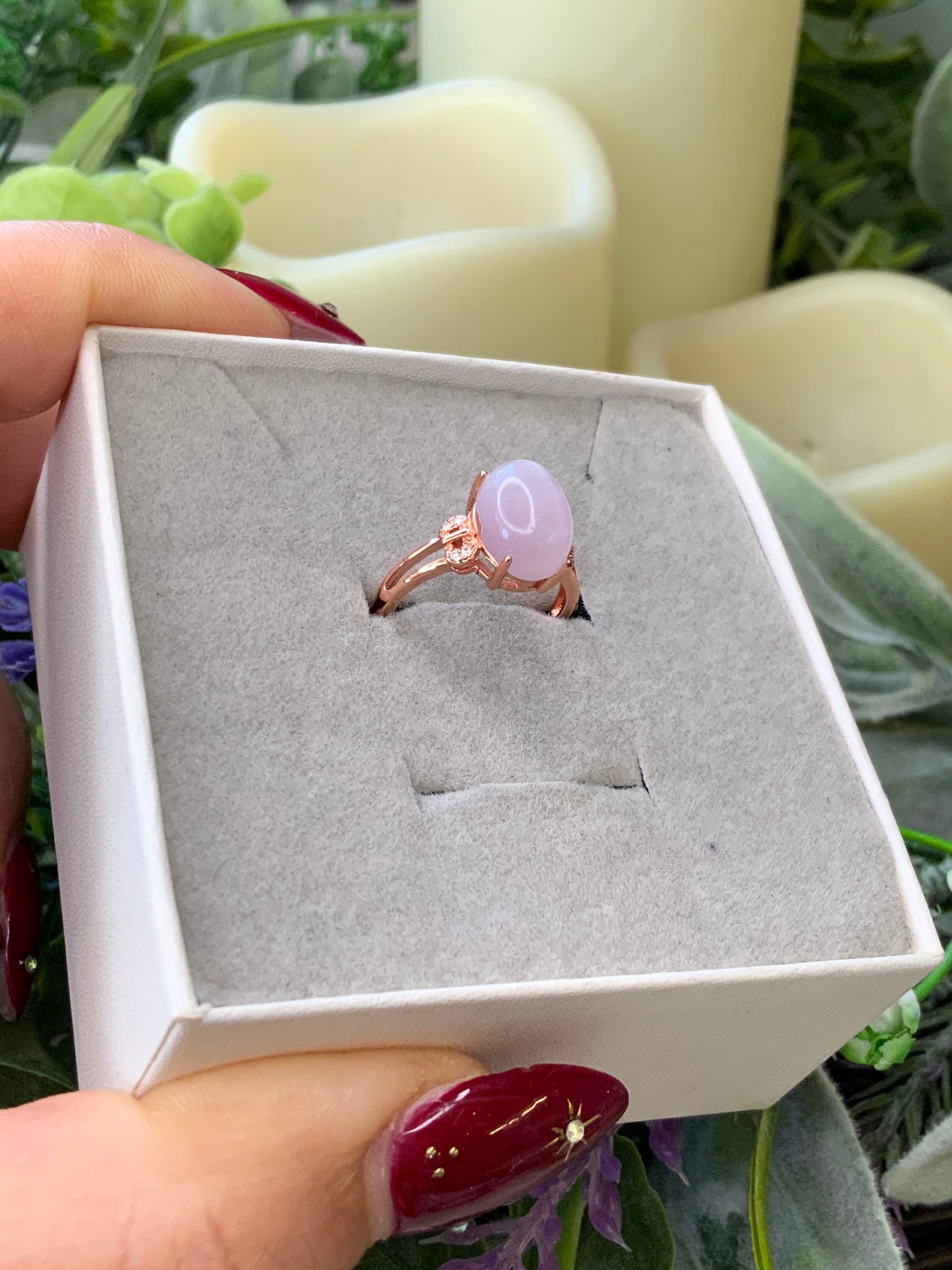 Kunzite rose gold ring