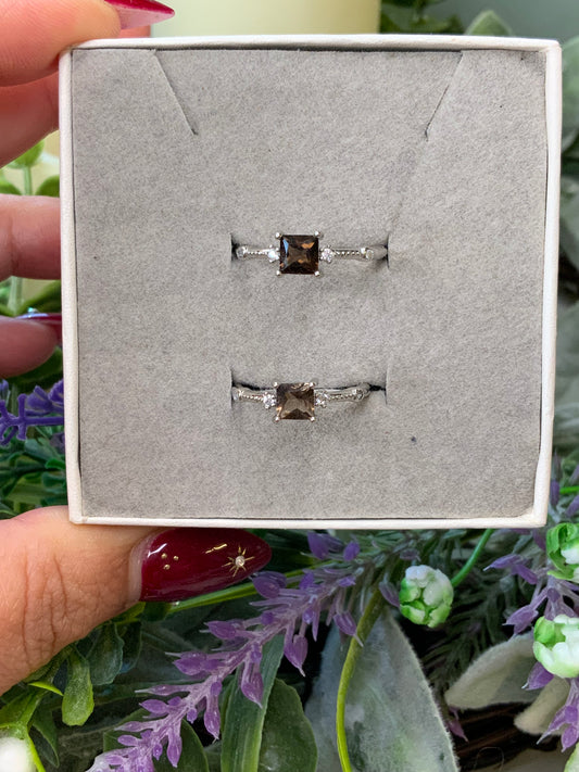 Smokey quartz Crystal ring