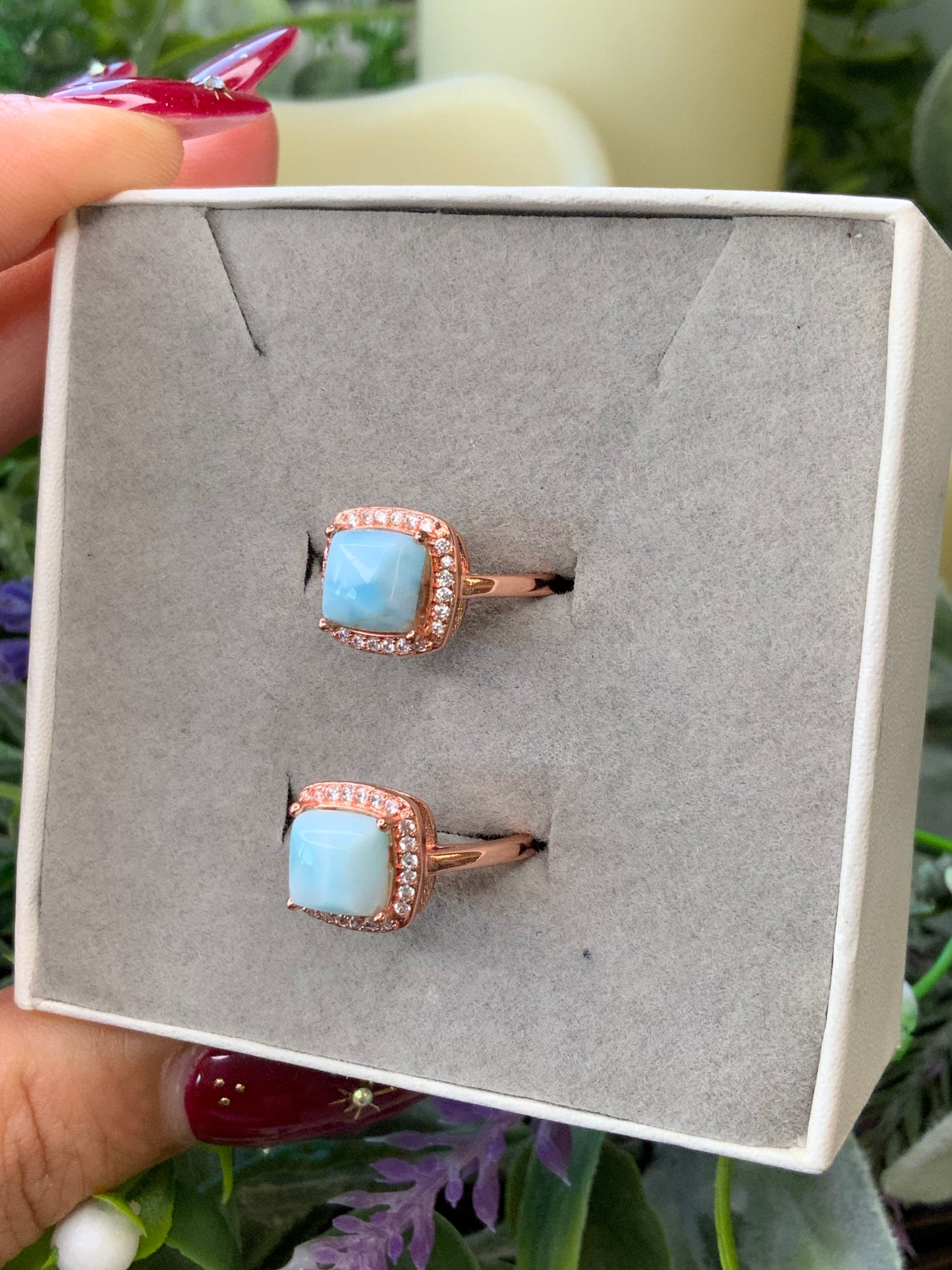 Larimar rose gold ring