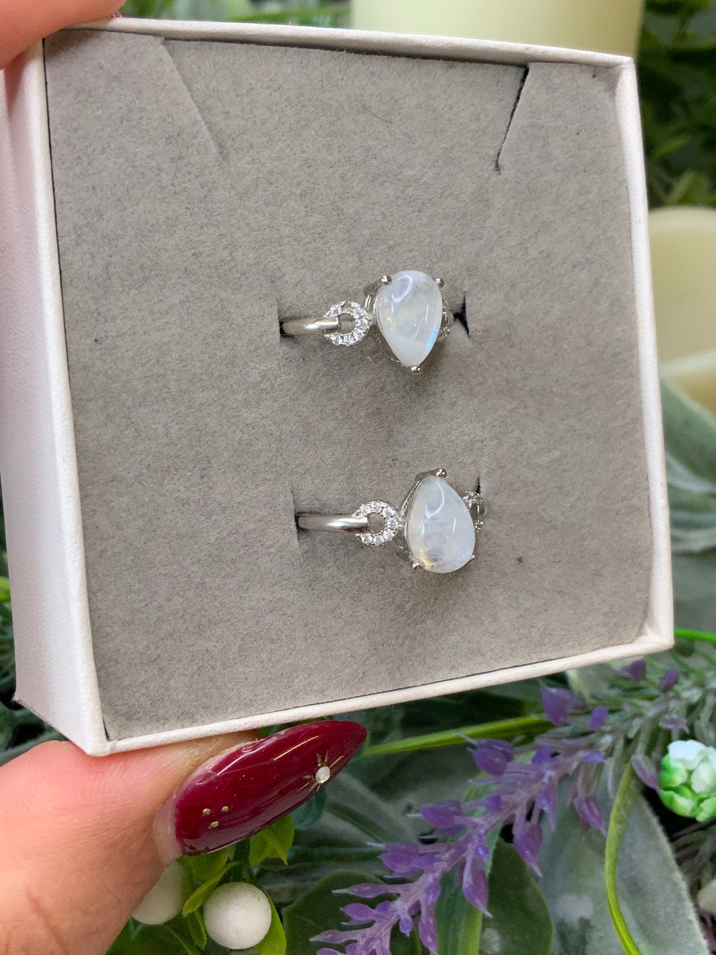Moonstone ring, adjustable