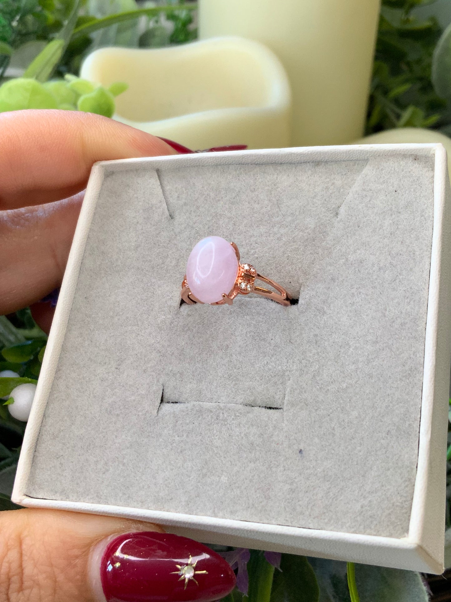 Kunzite rose gold ring