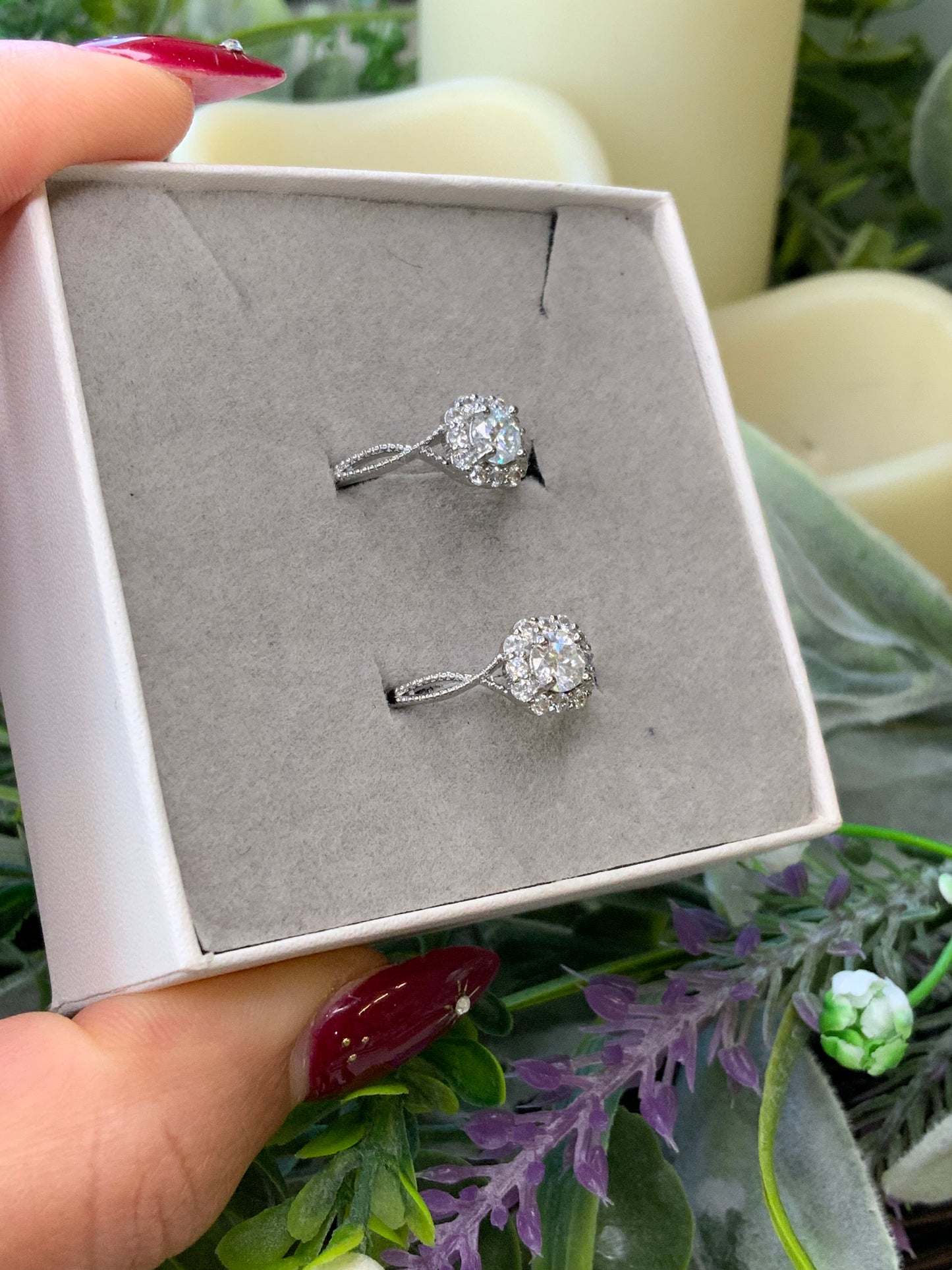 White moissanite ring