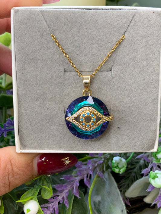 Evil eye glass necklace