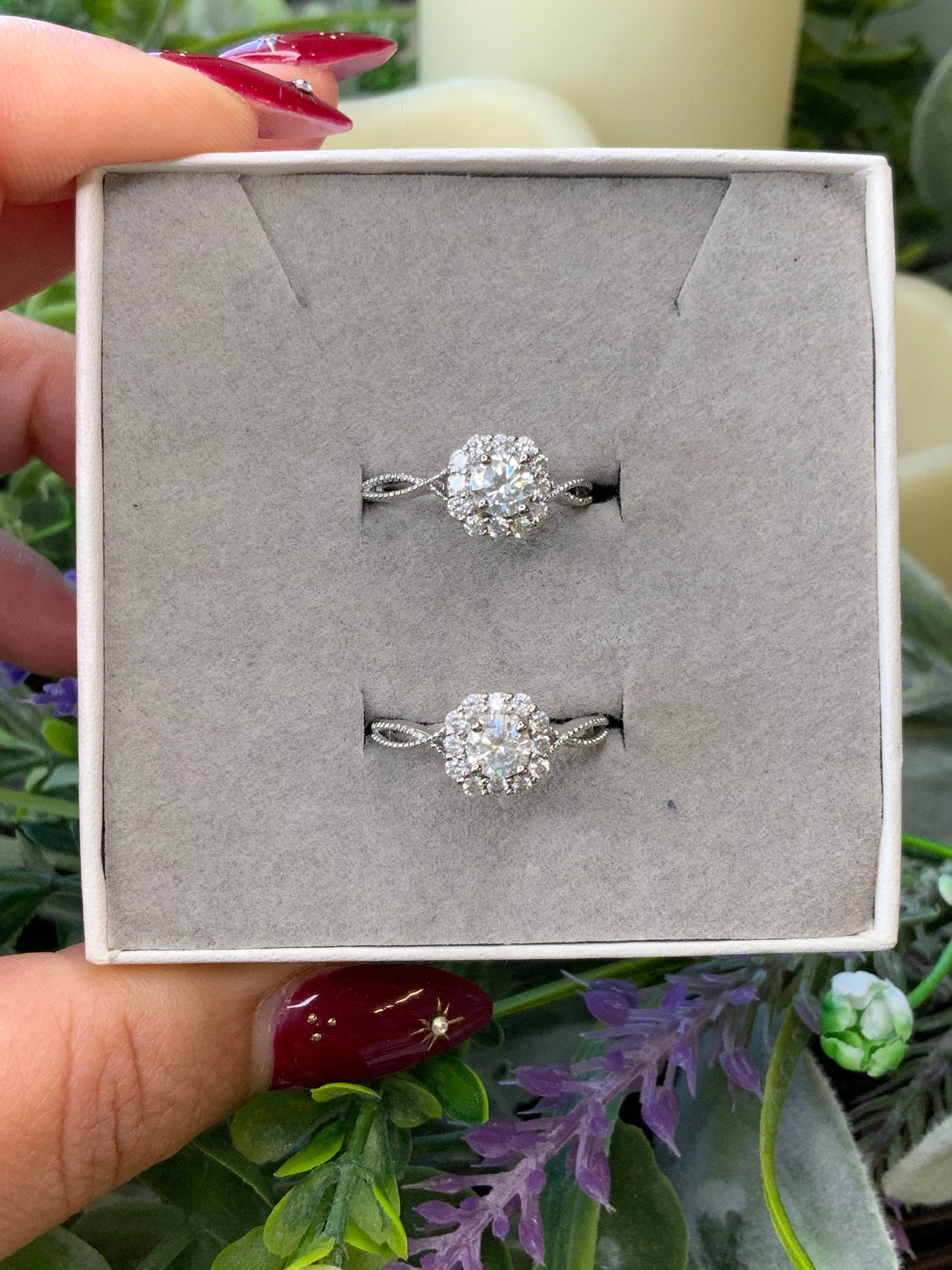 White moissanite ring