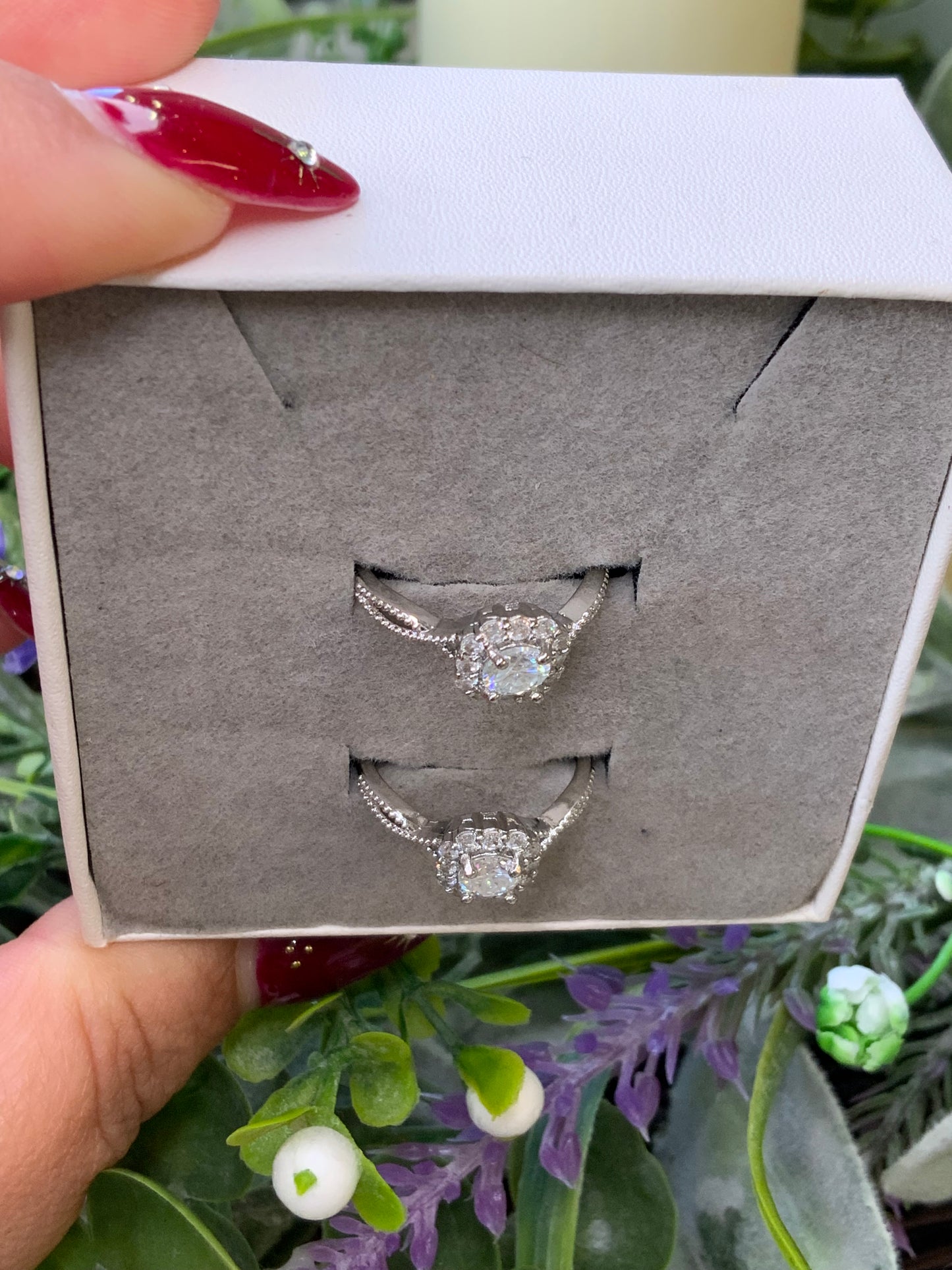 White moissanite ring