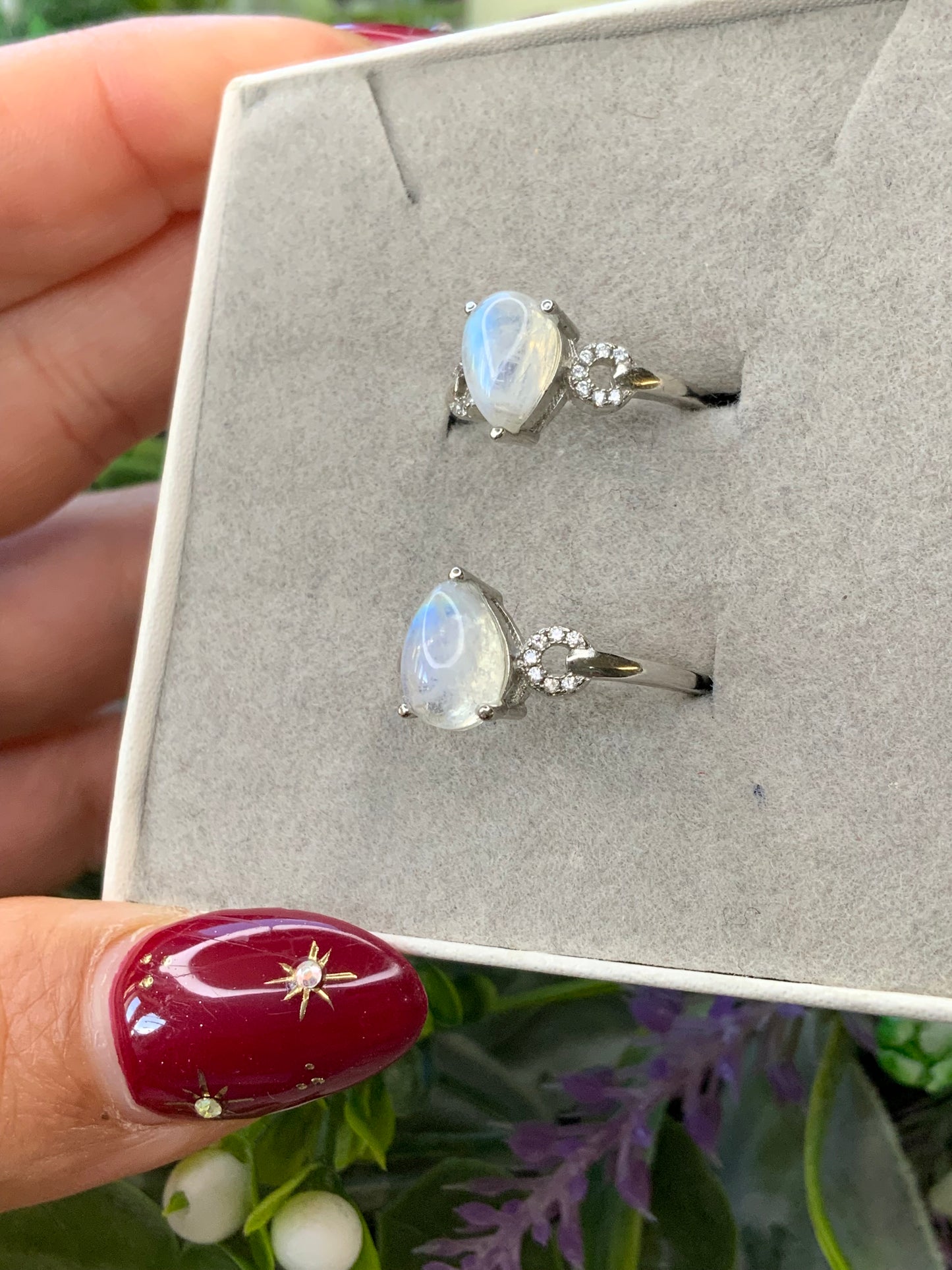 Moonstone ring, adjustable