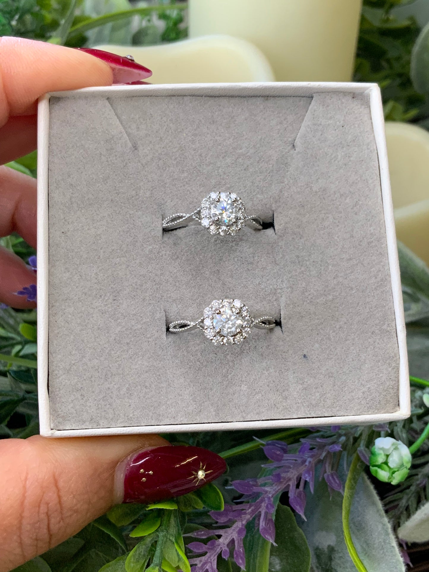 White moissanite ring