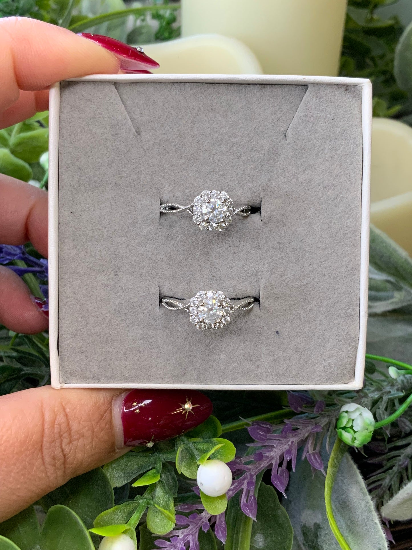 White moissanite ring