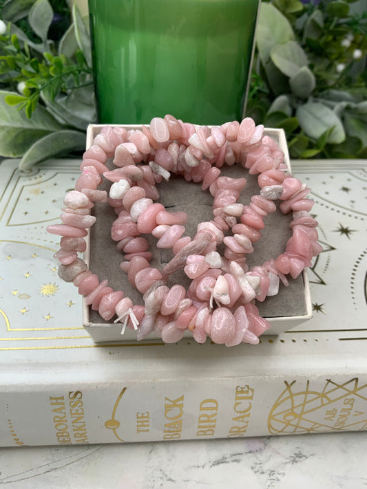 Pink Opal chipped crystal bracelet