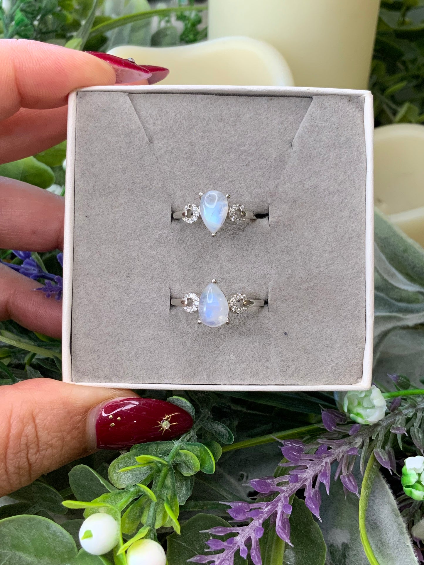 Moonstone ring, adjustable