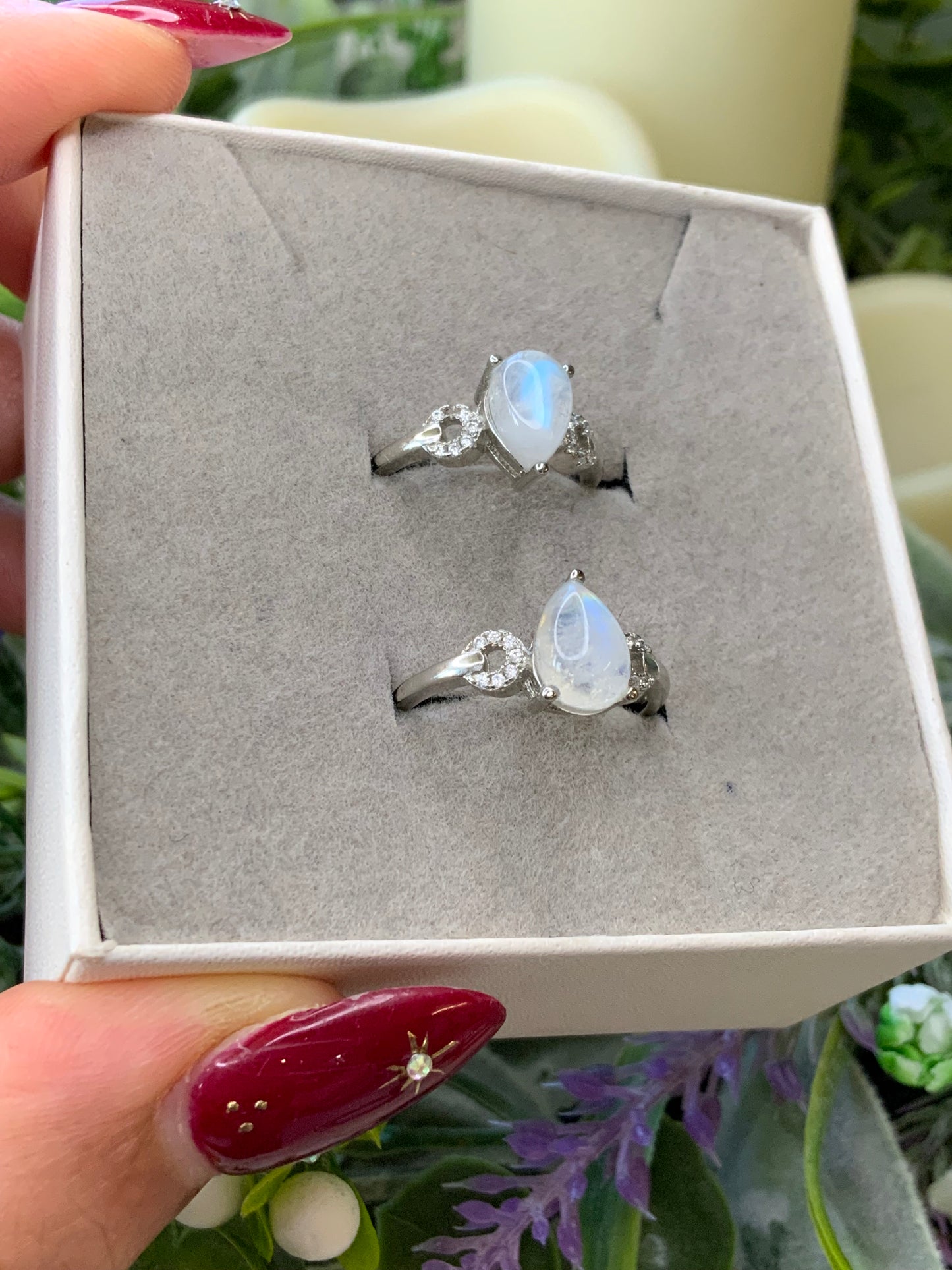 Moonstone ring, adjustable
