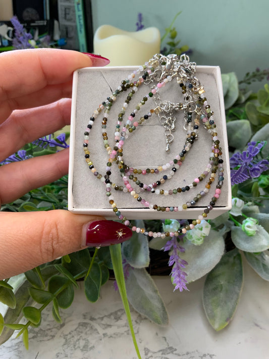 Watermelon Tourmaline crystal bracelet