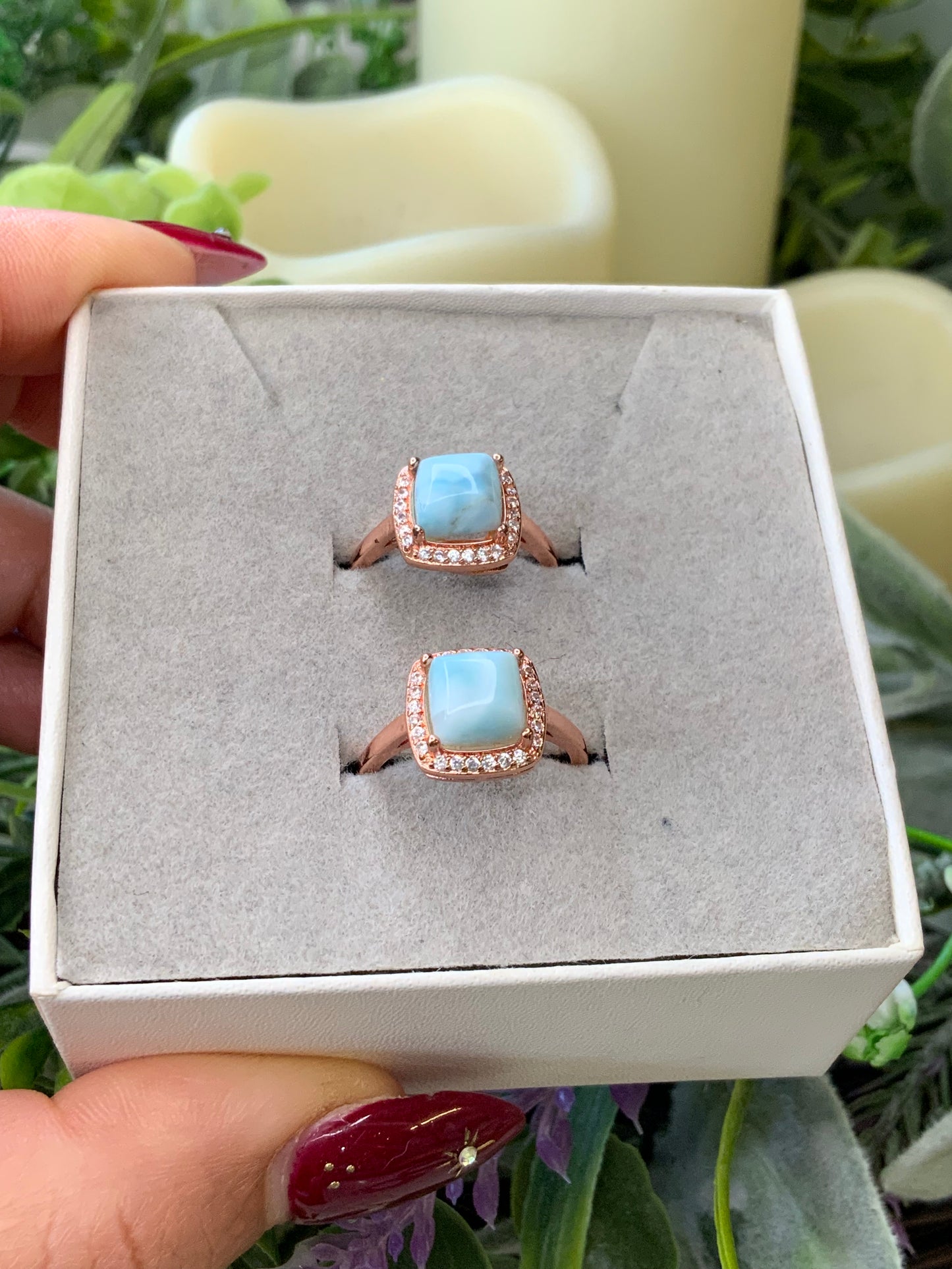 Larimar rose gold ring