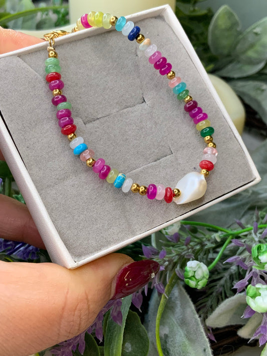 Fresh water pearl crystal bracelet