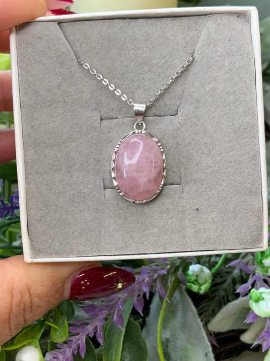 Rose Quartz crystal necklace S925