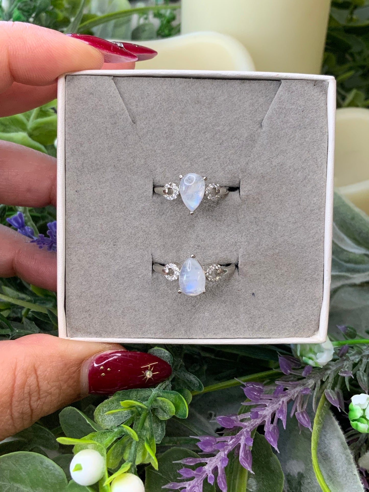 Moonstone ring, adjustable