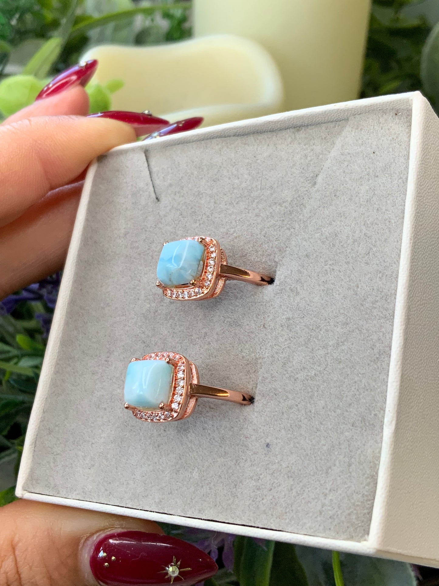 Larimar rose gold ring