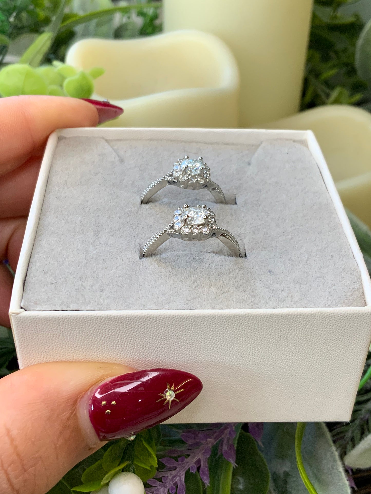 White moissanite ring