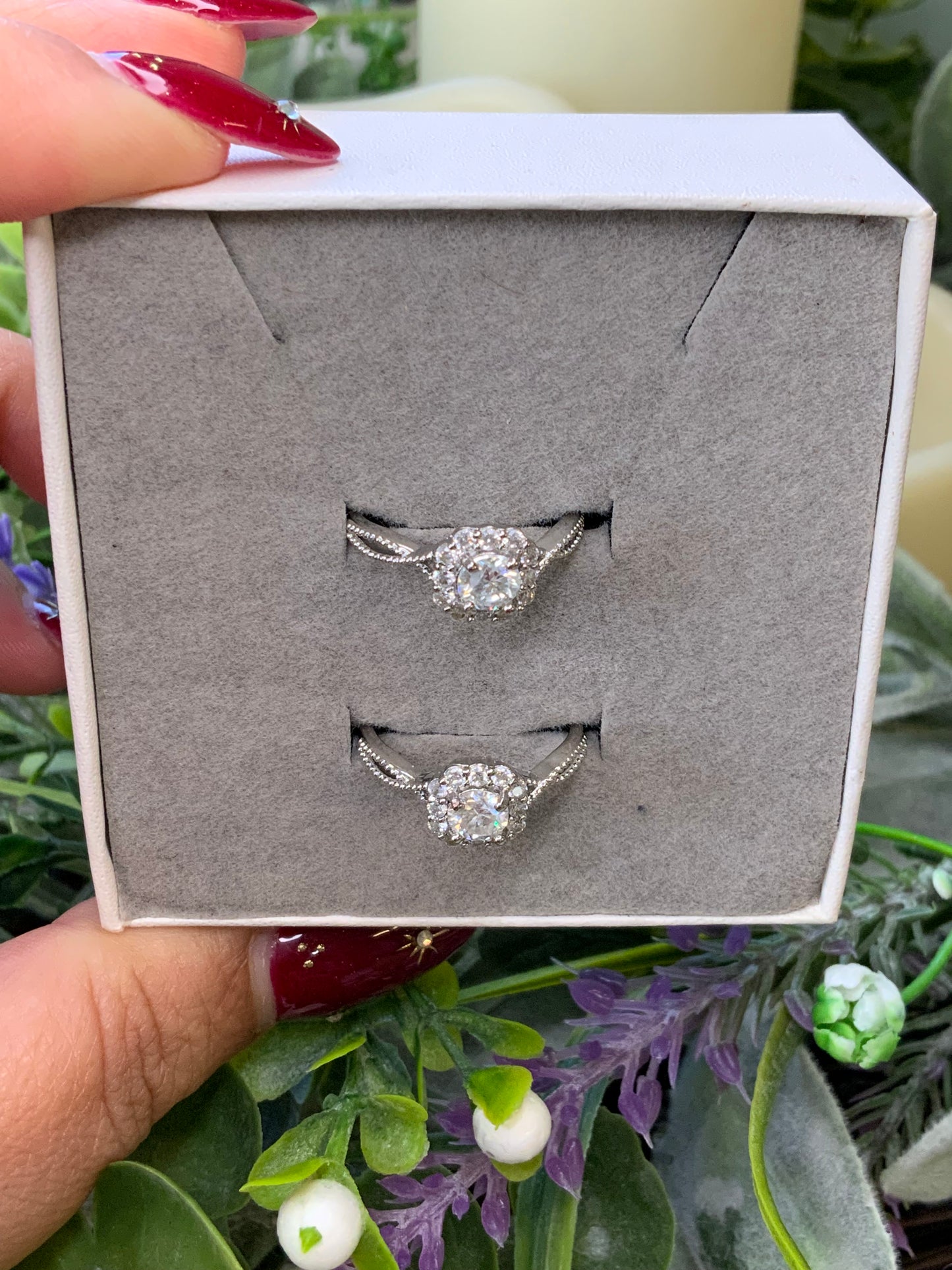 White moissanite ring