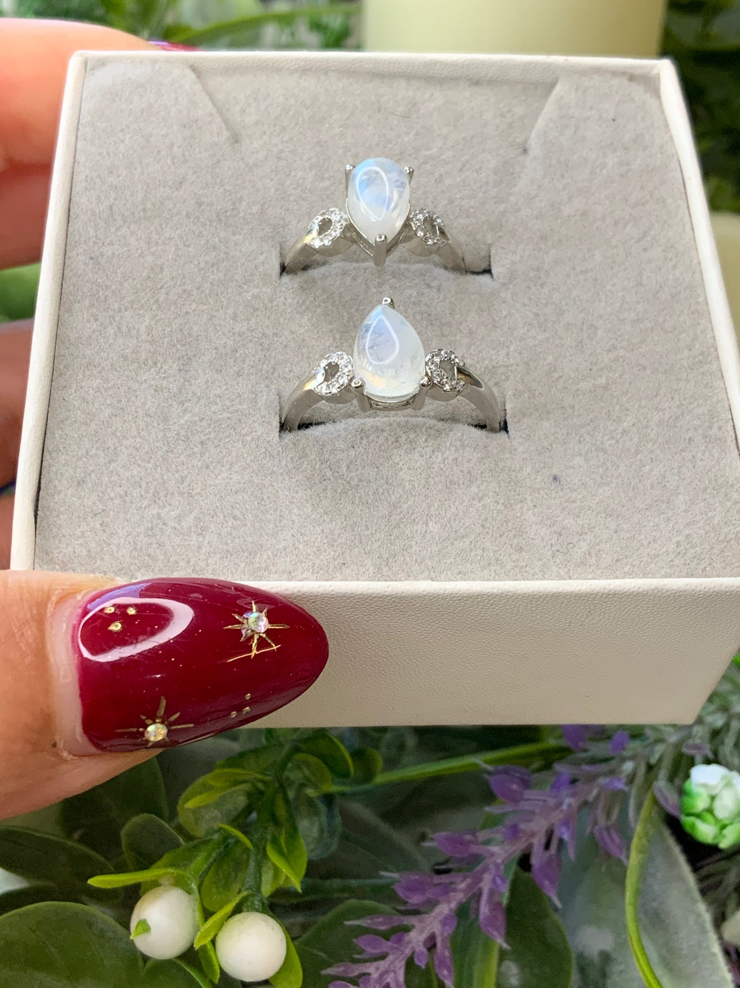 Moonstone ring, adjustable