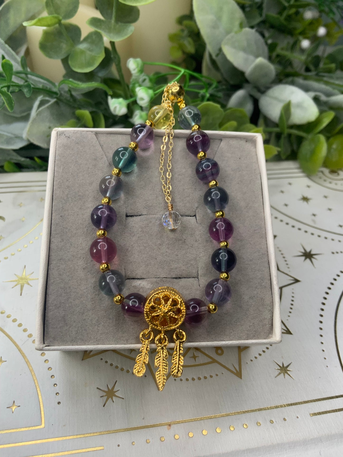 Fluorite dream catcher crystal bracelet