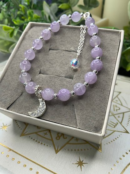 Lilac Amethyst moon crystal bracelet