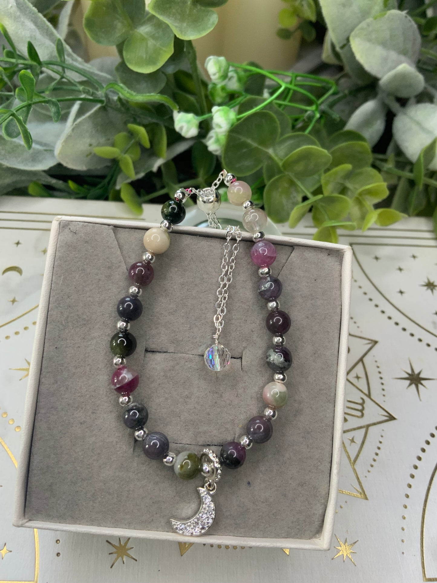 Watermelon Tourmaline crystal bracelet