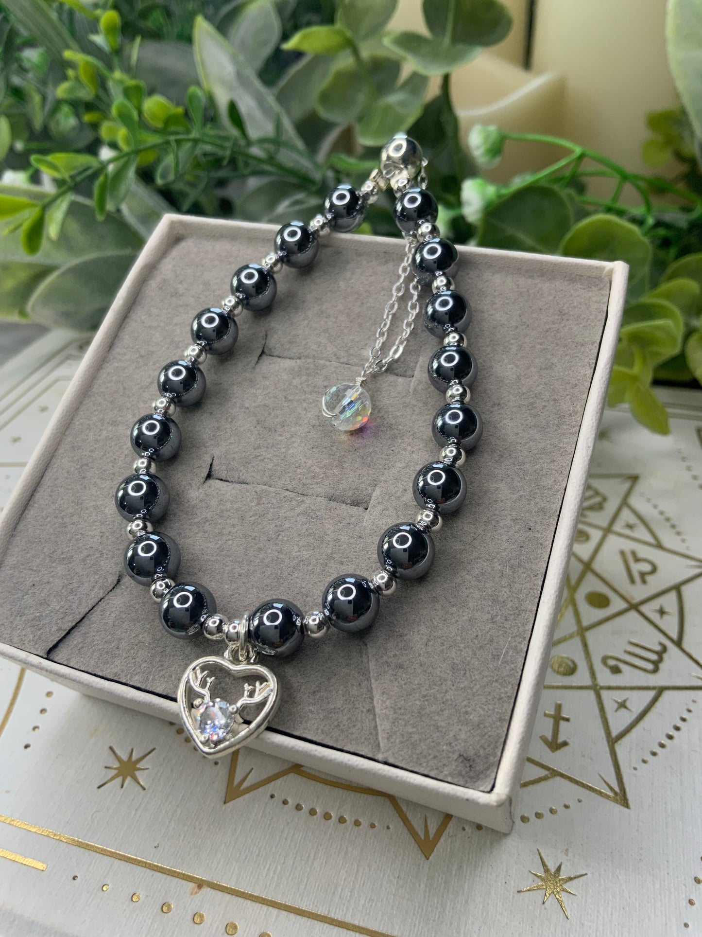 Hematite charm bracelet