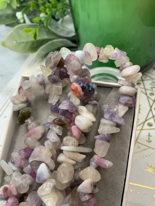 Unicorn stone chipped crystal bracelet