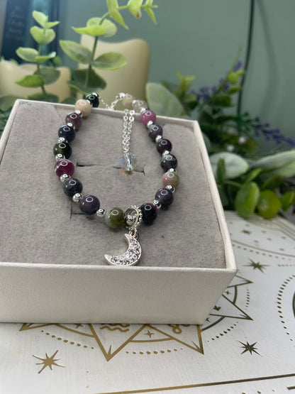 Watermelon Tourmaline crystal bracelet