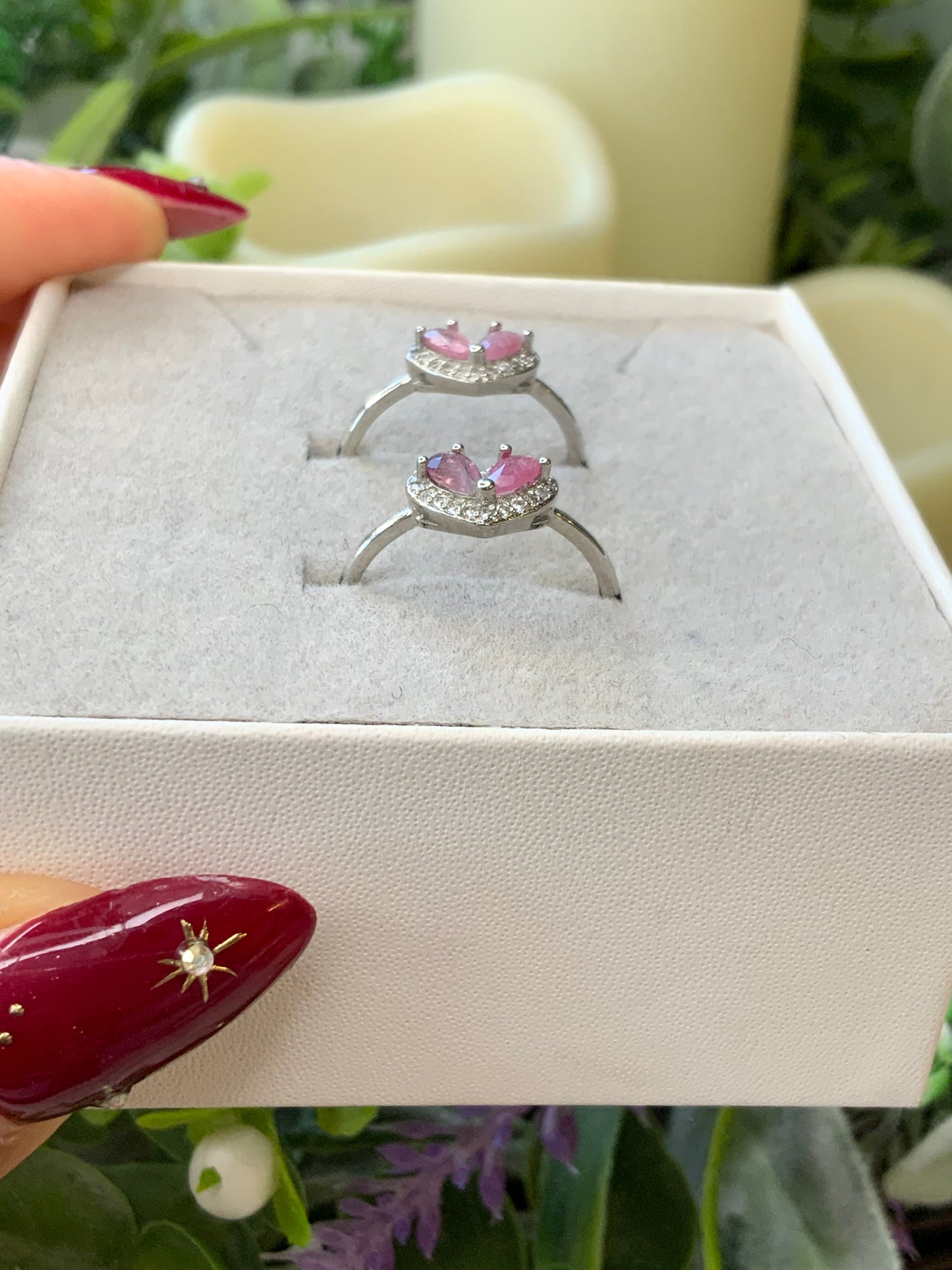 Pink Sapphire crystal ring