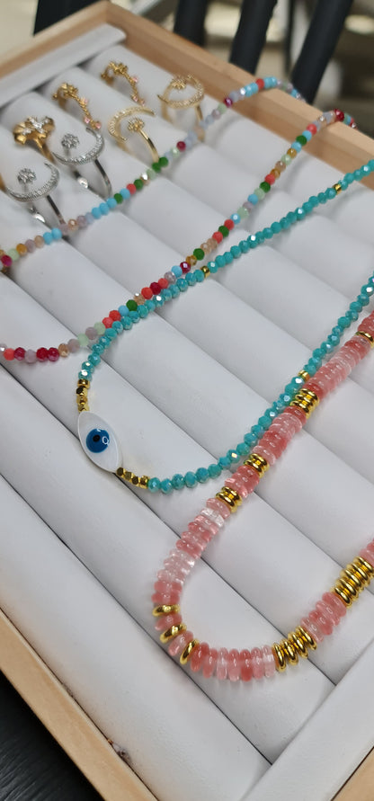 Amazonite evil eye choker