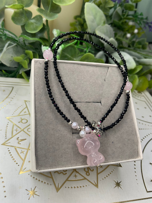 Rose Quartz Hello kitty choker