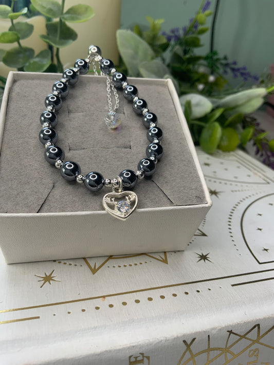 Hematite charm bracelet