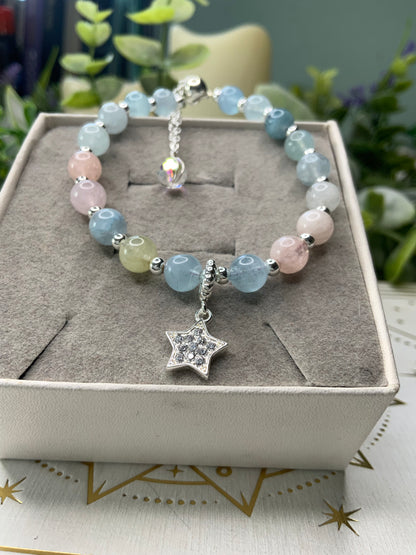 Morganite star crystal bracelet