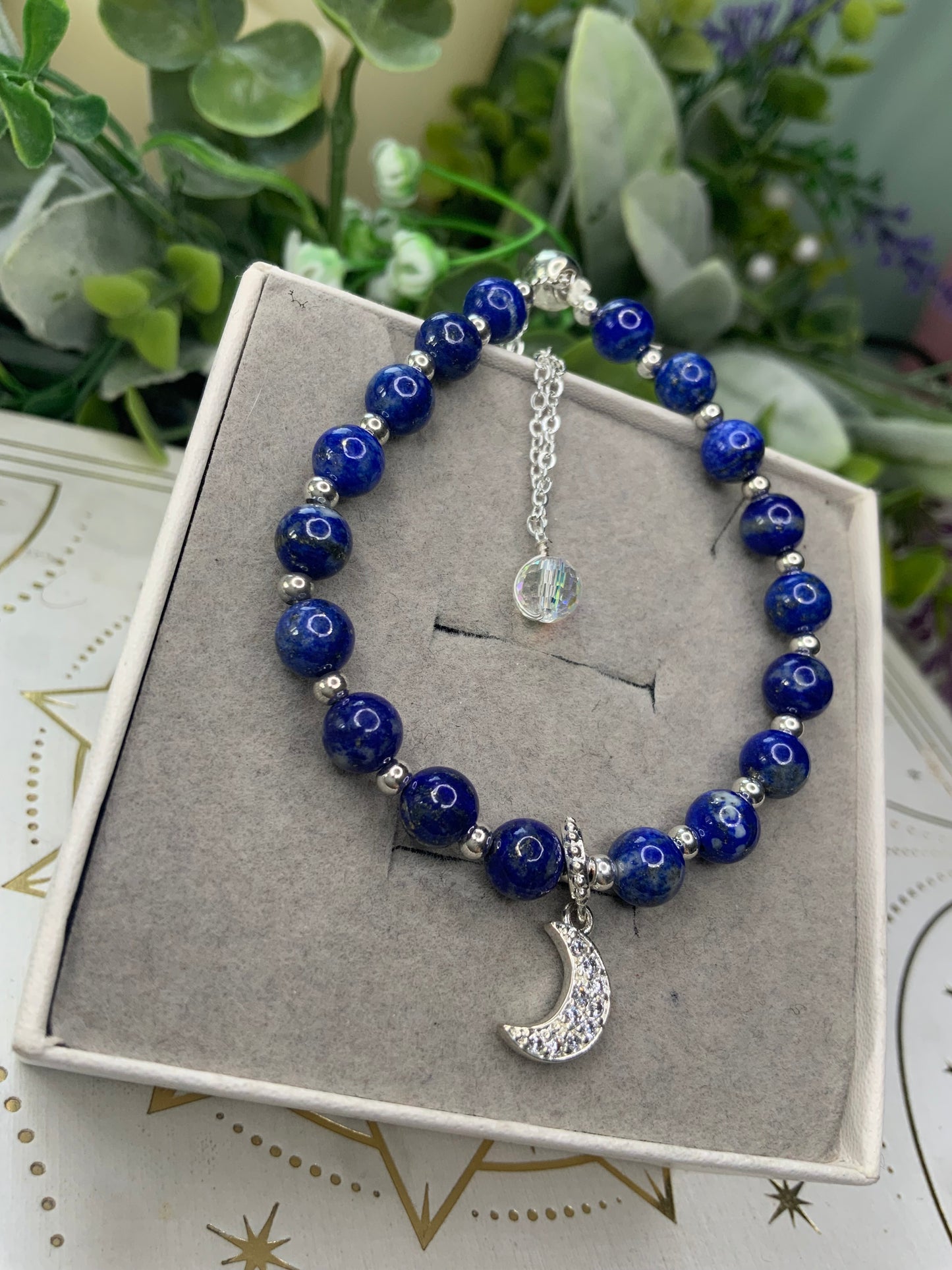 Lapis moon crystal bracelet