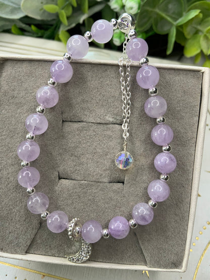 Lilac Amethyst moon crystal bracelet