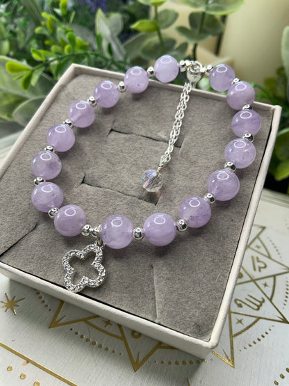 Lilac Amethyst clover crystal bracelet