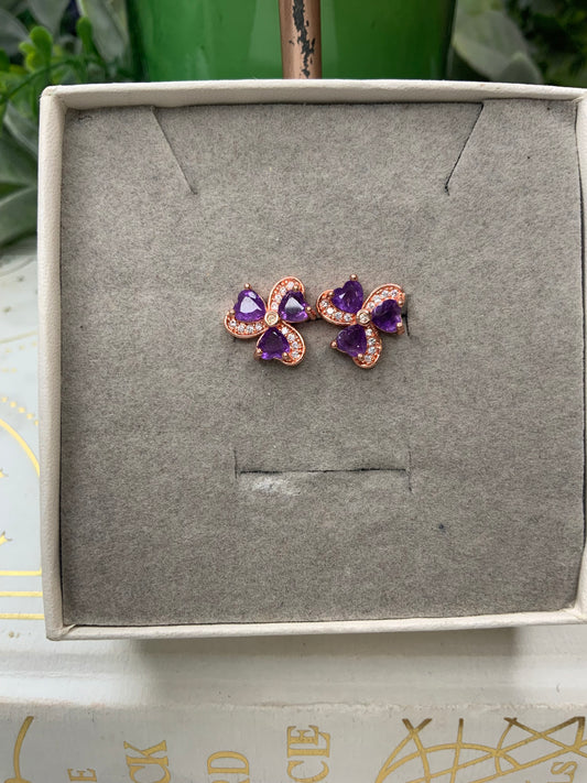 Rose gold Amethyst crystal earring