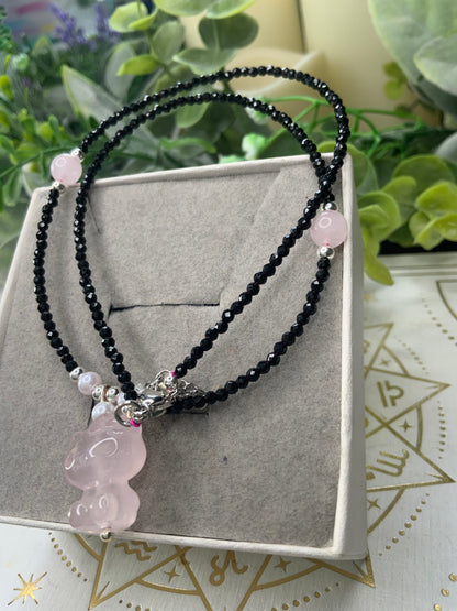 Rose Quartz Hello kitty choker