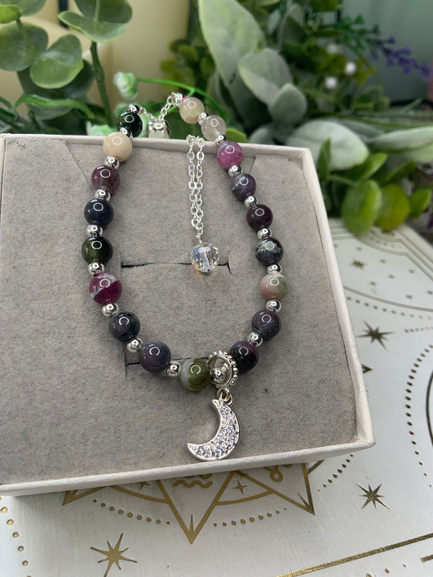 Watermelon Tourmaline crystal bracelet