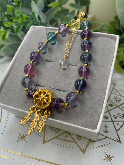 Fluorite dream catcher crystal bracelet