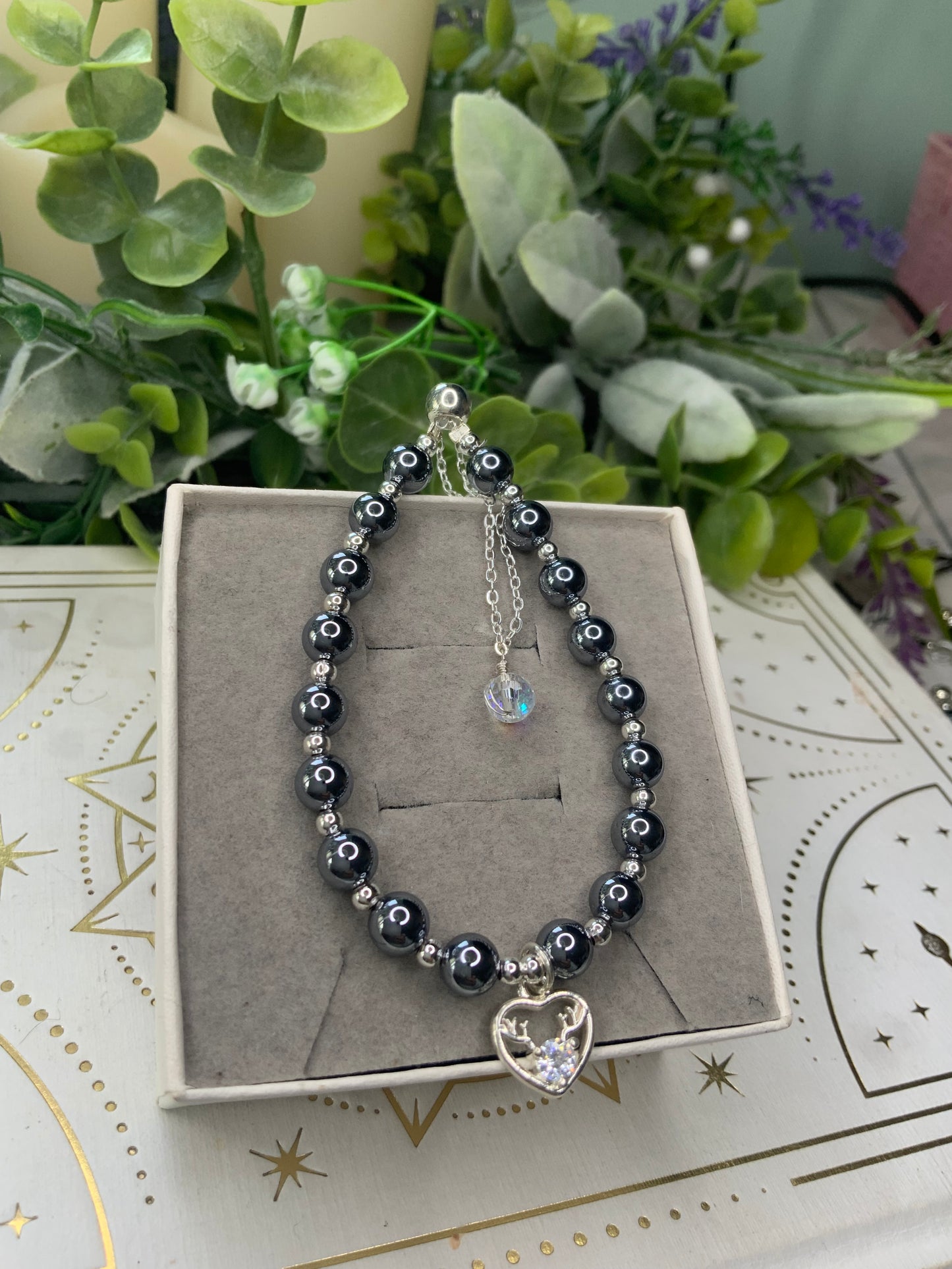 Hematite charm bracelet