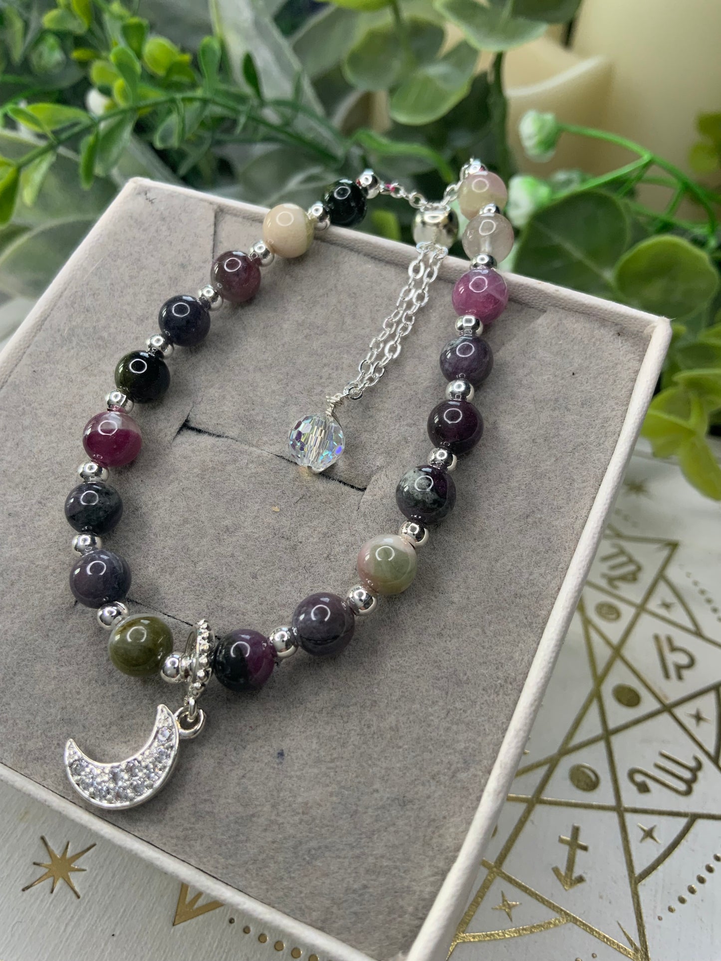 Watermelon Tourmaline crystal bracelet