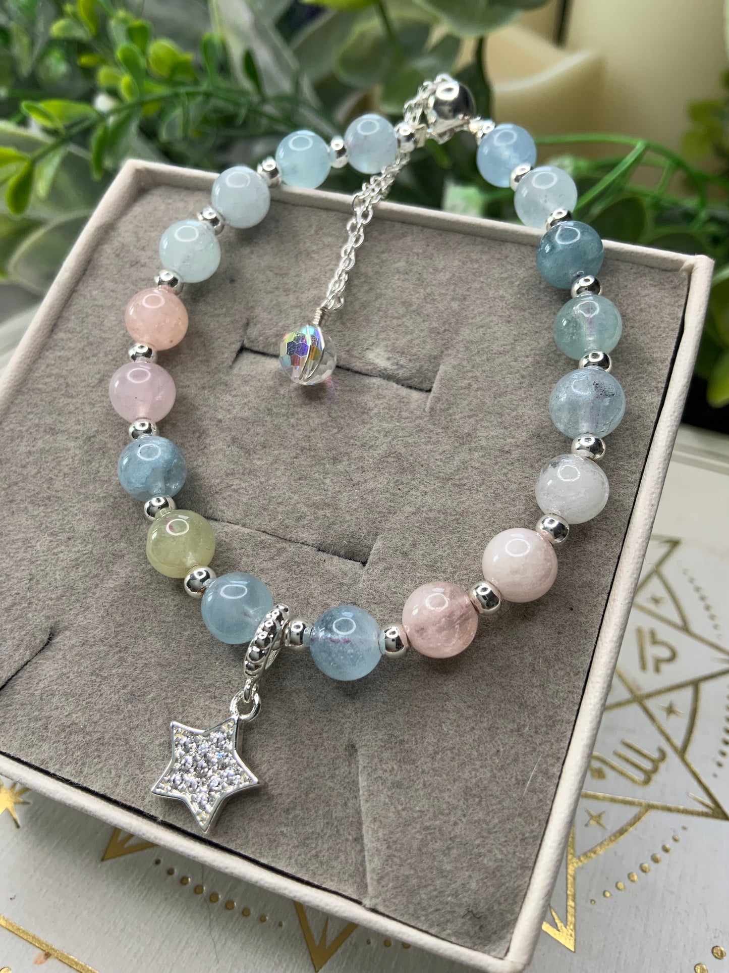 Morganite star crystal bracelet